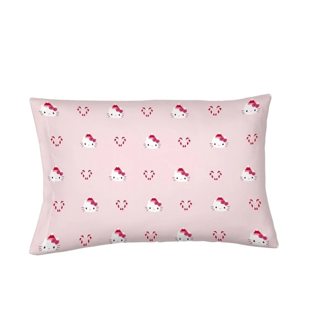 New pink Hello Kitty Twin Sheet Set Christmas candy cane Valentine's heart print